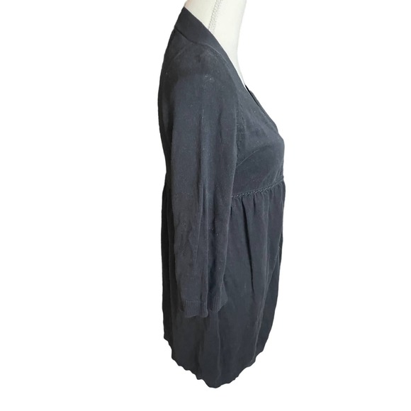 Studio M Womens Button-Up Peplum Cardigan V-Neck 3/4 Sleeve Size XS Black - Picture 4 of 7